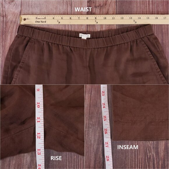 Eileen Fisher Womens Small 100% Organic Linen Wide Leg Pull On Pants Brown - Picture 12 of 12